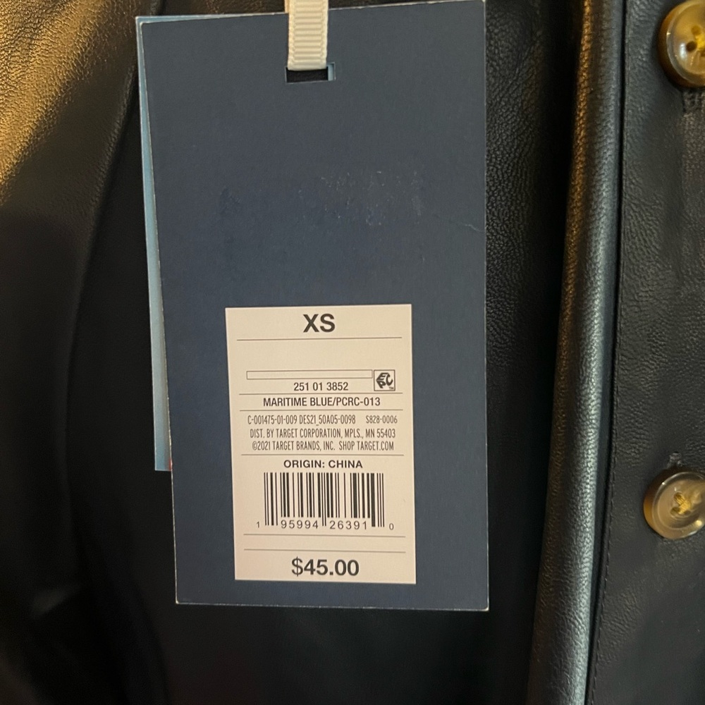 NWT Navy Faux Leather Blouse